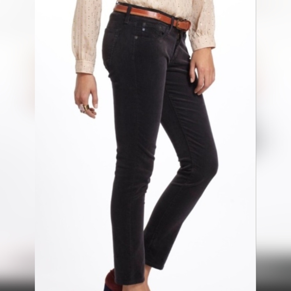 AG Stevie Slim Straight Ankle Gray Velvet Pant 25R